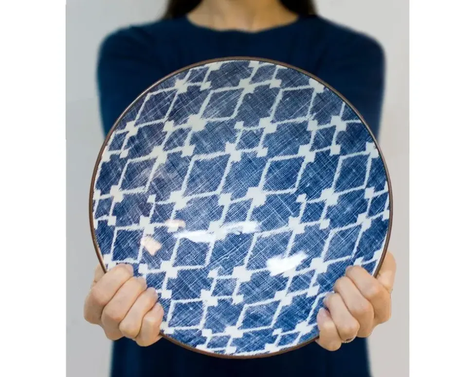 aizome_hishi__serving_bow_3.webp MIYA Company Serving Bowls & Plates^Aizome Hishi 9.75" Serving Bowl