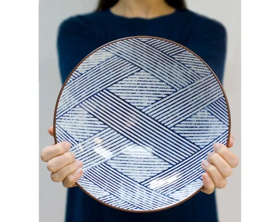 aizome_shima_ami__serving_2.webp MIYA Company Serving Bowls & Plates^Aizome Shima Ami 9.75" Serving Bowl