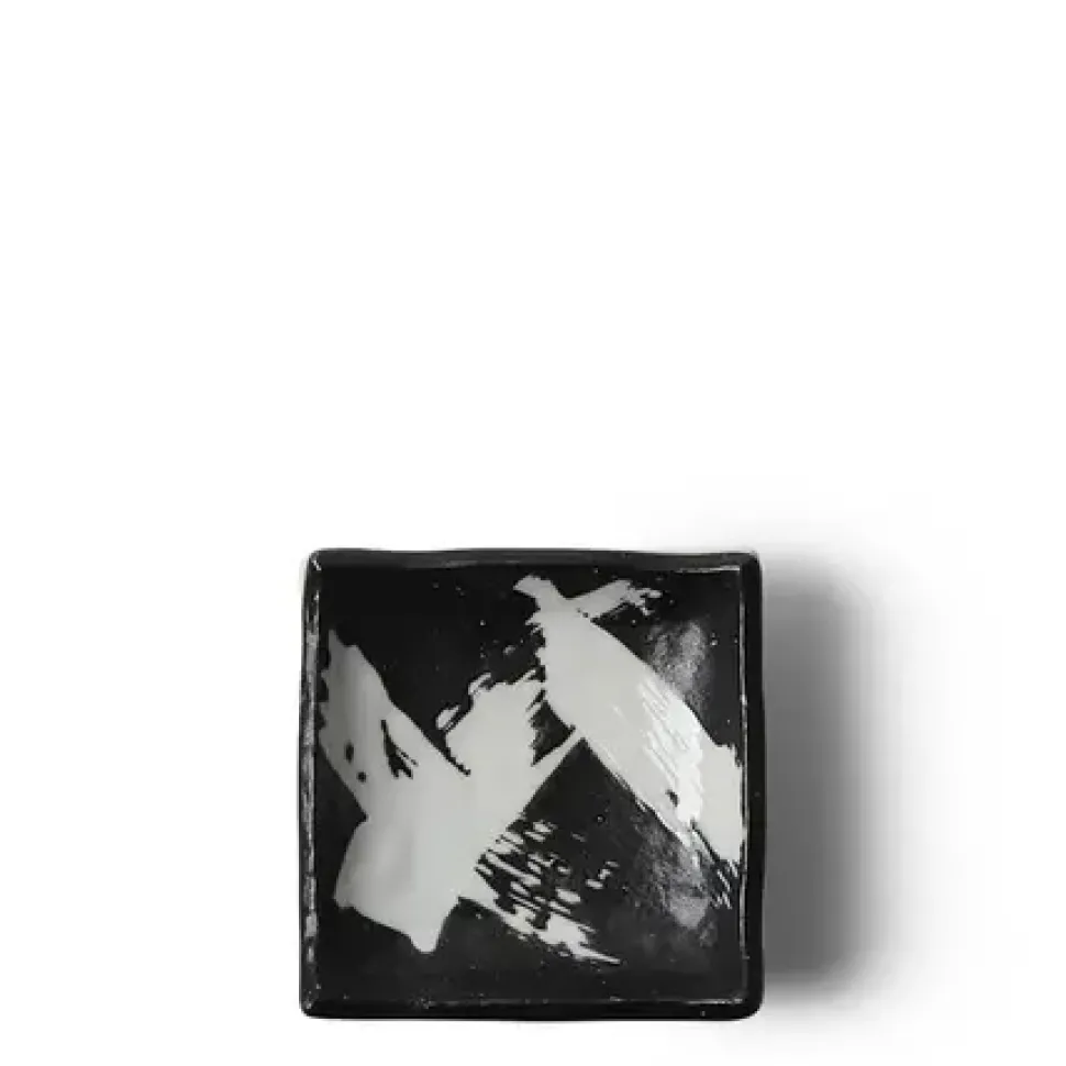 black__white_brush_sauce__0.webp MIYA Company Sauce Dishes^Black & White Brush Sauce Dish