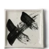 MIYA Company Large Plates^Black & White Brush Square Plate