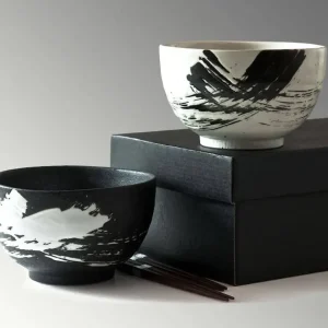 MIYA Company Bowl Sets^Black & White Brush Stroke 5