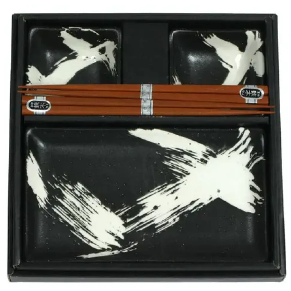 black_brush_stroke_sushi__0.webp MIYA Company Plate Sets^Black Brush Stroke Sushi Set