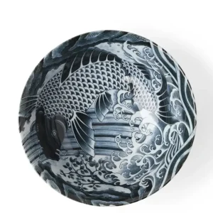 MIYA Company Bowls^Black Ko-Imari Carp Bowl 8-1/4