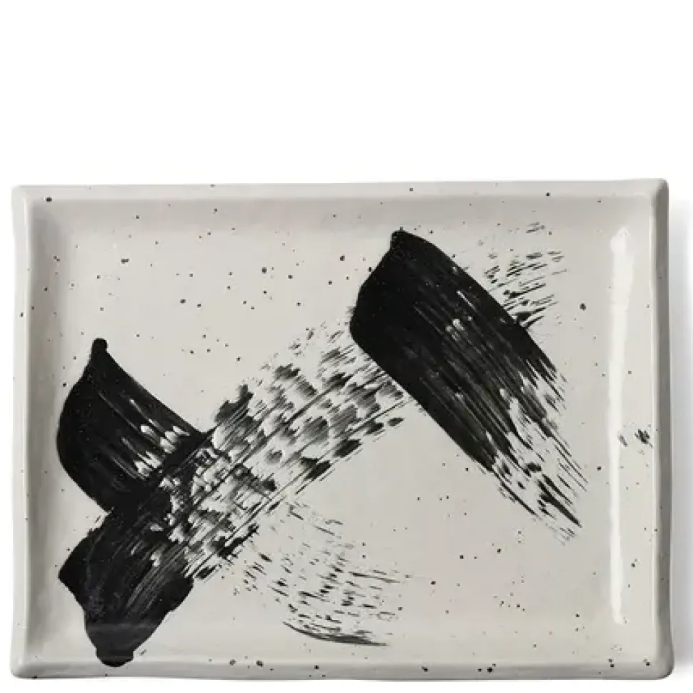 black_white_brush_rectang_0.webp MIYA Company Serving Bowls & Plates^Black White Brush Rectangle Platter