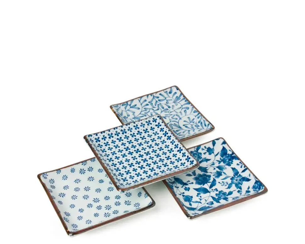 blue__white__sq_plate_set_1.webp MIYA Company Plate Sets^Blue & White 5" Sq. Plate Set