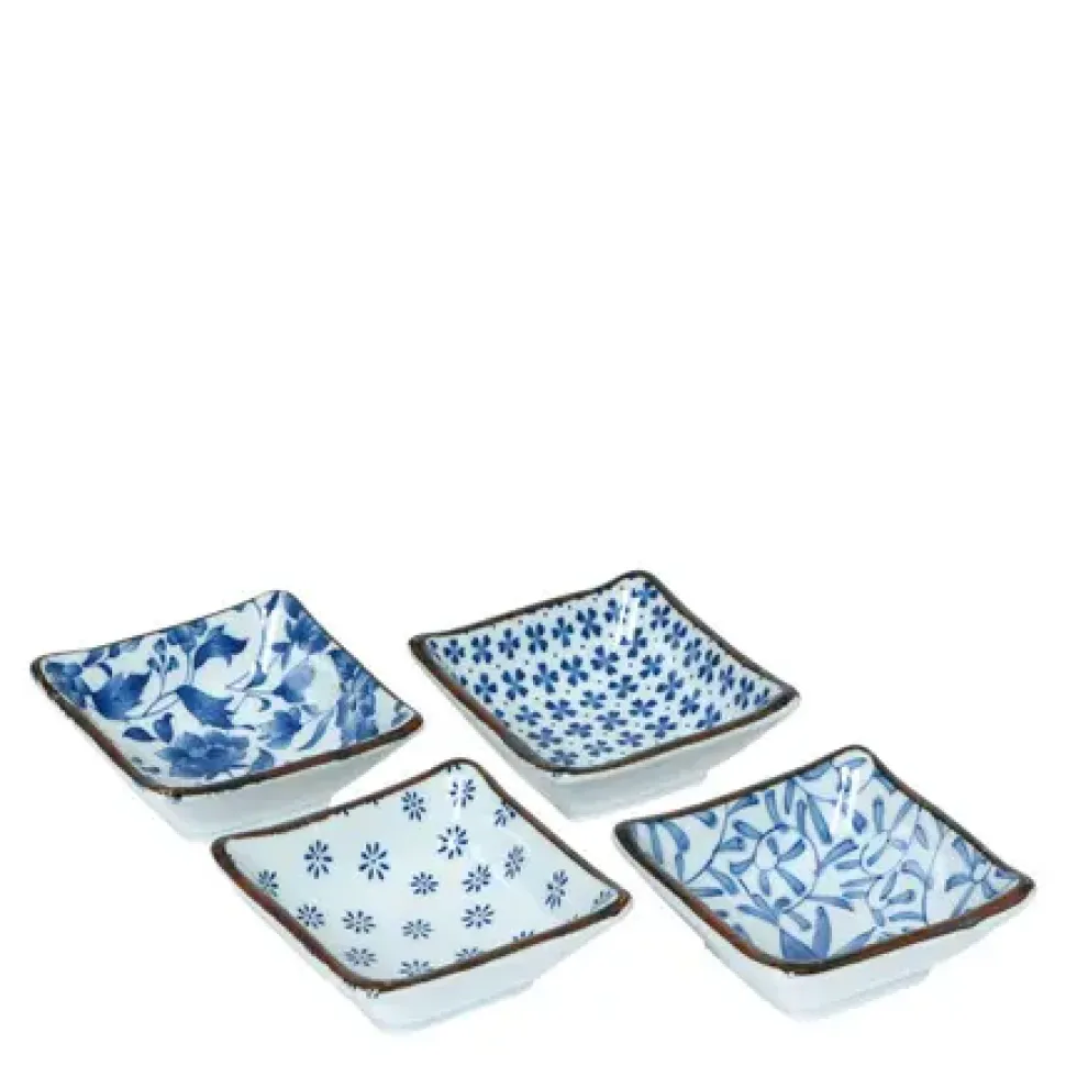 blue__white__sq_sauce_dis_0.webp MIYA Company Sauce Dishes^Blue & White 3.25" Sq. Sauce Dish Set