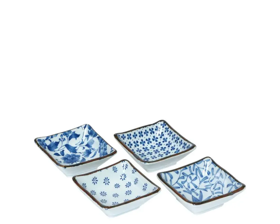 blue__white__sq_sauce_dis_1.webp MIYA Company Sauce Dishes^Blue & White 3.25" Sq. Sauce Dish Set