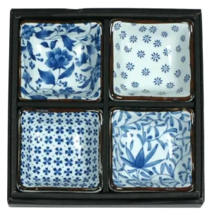 MIYA Company Sauce Dishes^Blue & White 3.25