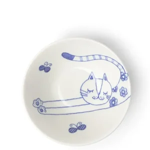 MIYA Company Bowls^Blue & White Cat 4.5