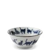 MIYA Company Bowls^Blue & White Cat Parade 5.75" Bowl