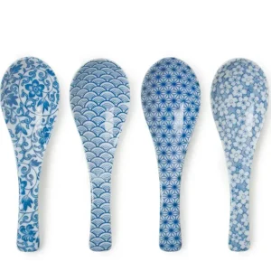 MIYA Company Soup Spoons^Blue & White Soup Spoon Set