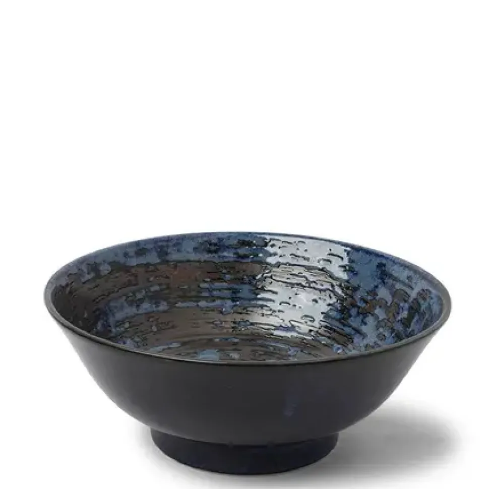 blue_black_swirl__bowl_0.webp MIYA Company Serving Bowls & Plates^Blue Black Swirl 8.25" Bowl