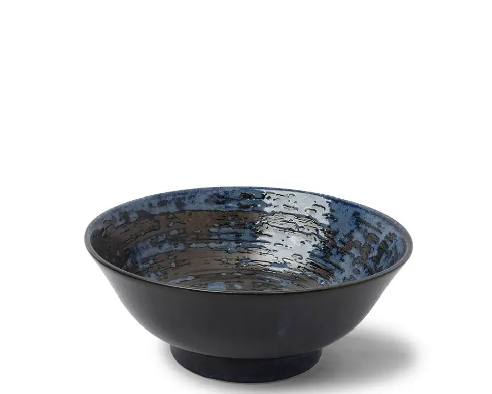 blue_black_swirl__bowl_1.webp MIYA Company Serving Bowls & Plates^Blue Black Swirl 8.25" Bowl