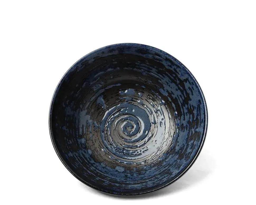 blue_black_swirl__bowl_2.webp MIYA Company Serving Bowls & Plates^Blue Black Swirl 8.25" Bowl