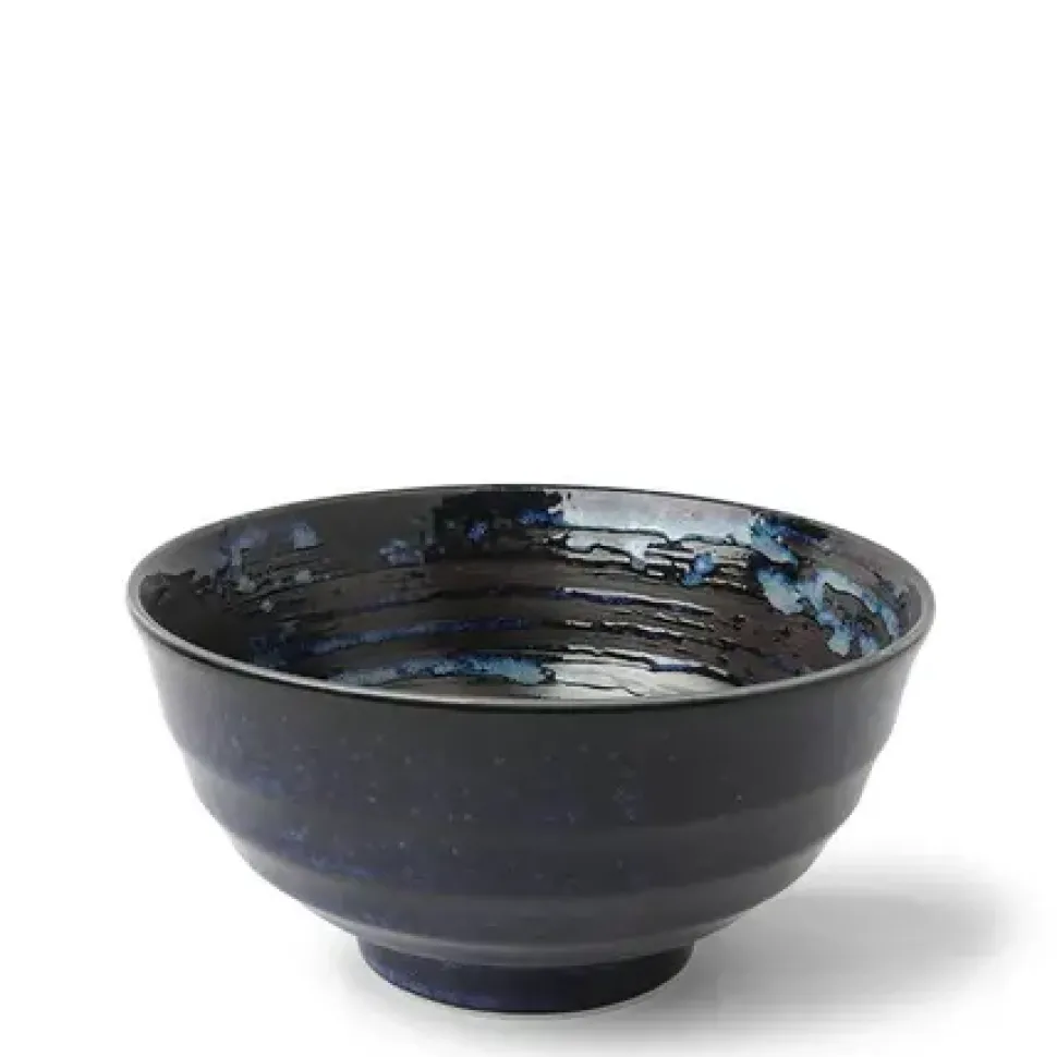 blue_black_swirl__noodle__0.webp MIYA Company Medium Bowls^Blue Black Swirl 6.75" Noodle Bowl