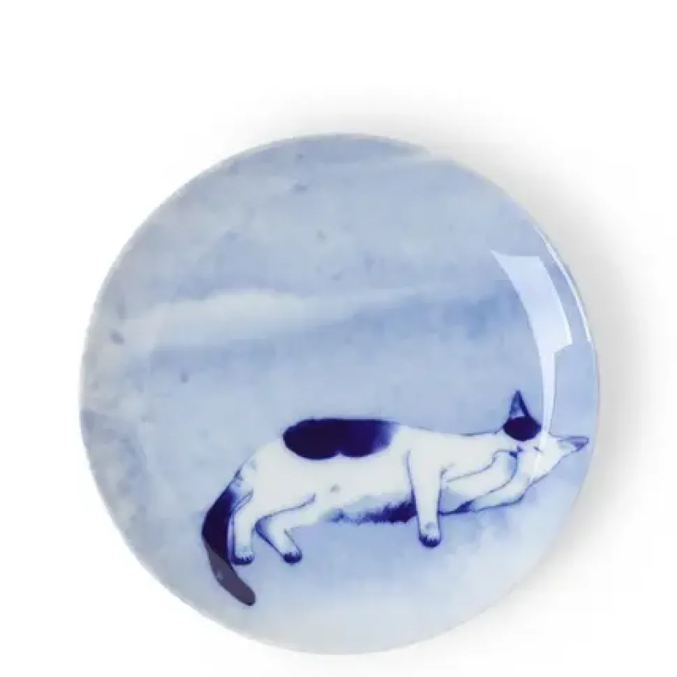 blue_cat_on_side_plate_0.webp MIYA Company Plates^Blue Cat On Side Plate