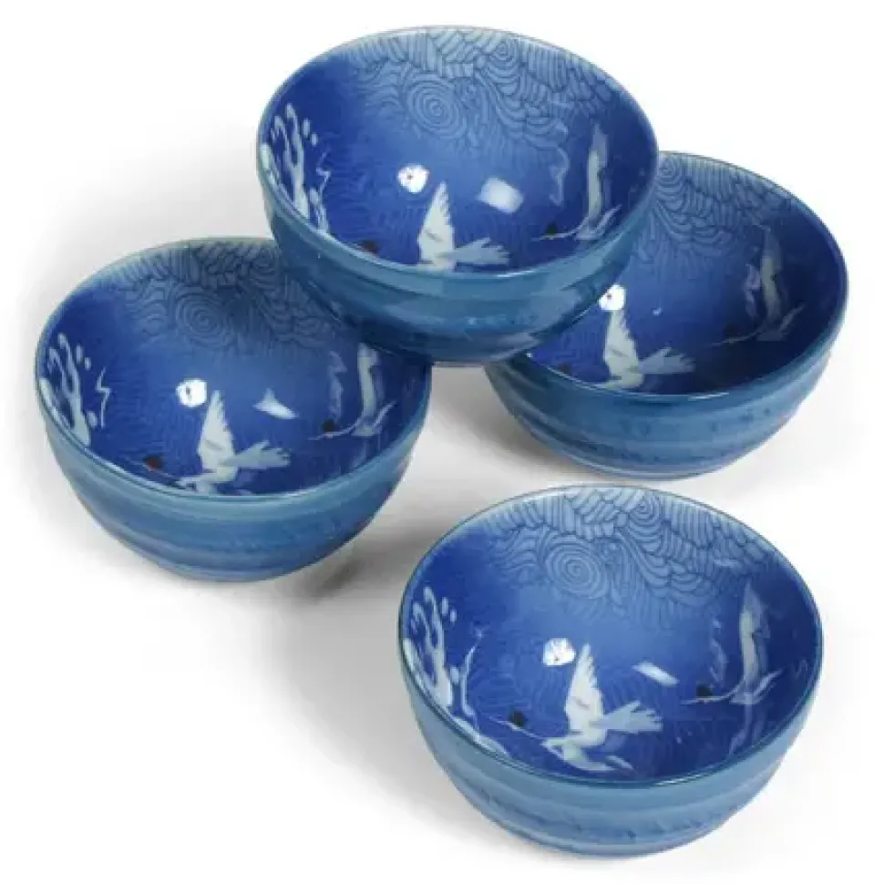 blue_cranes__bowl_set_0.webp MIYA Company Bowl Sets^Blue Cranes 5.25" Bowl Set