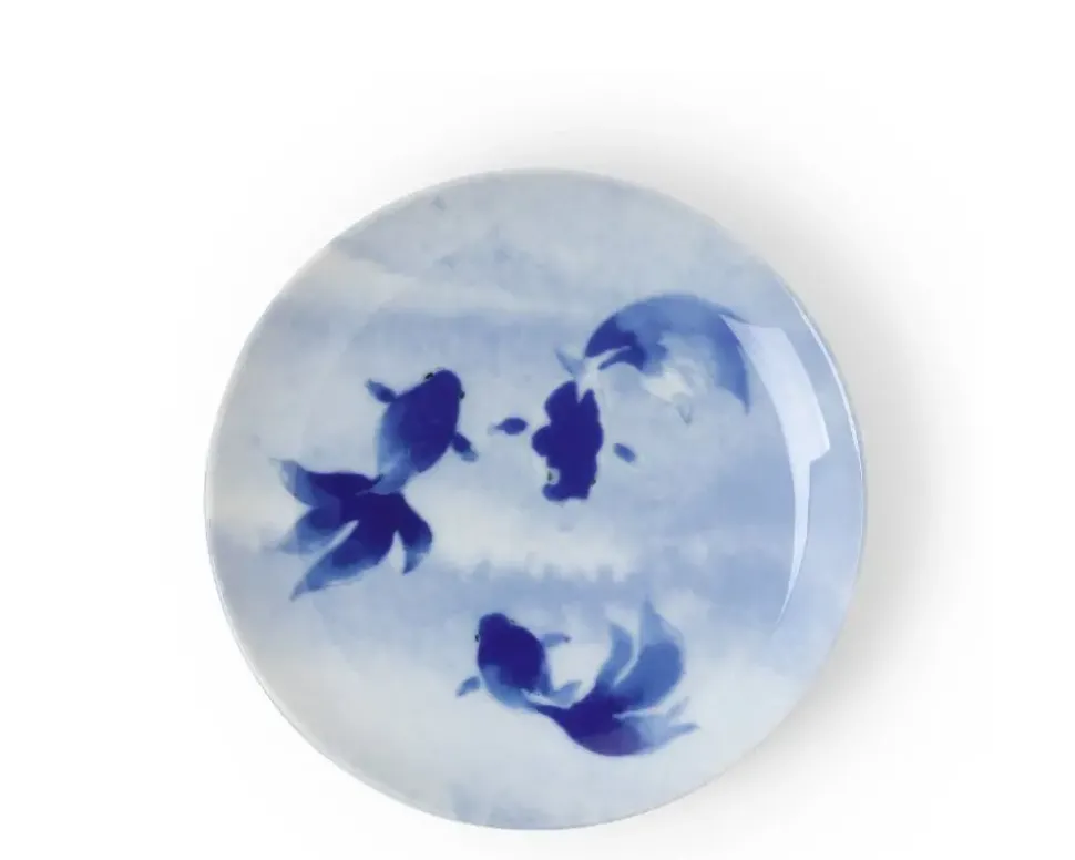 blue_fish_swimming_plate_1.webp MIYA Company Plates^Blue Fish Swimming Plate
