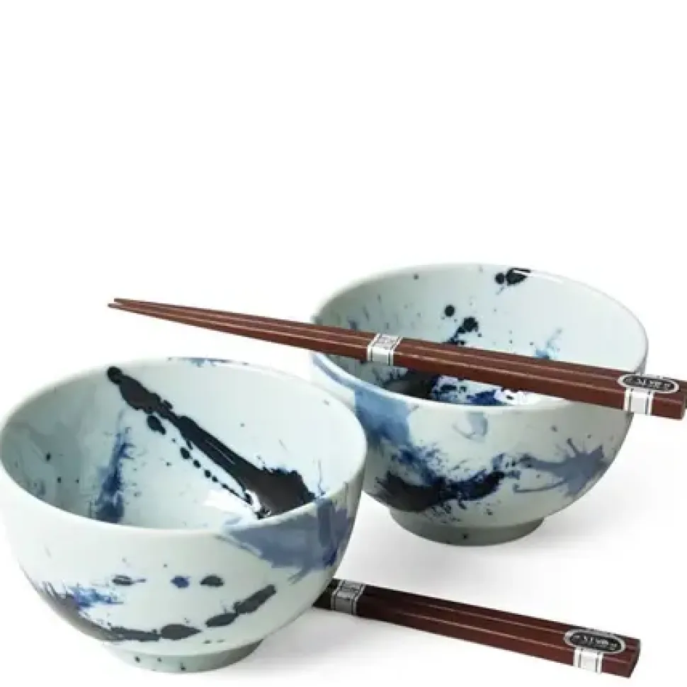 blue_sumi__bowl_for_two_s_0.webp MIYA Company Bowl Sets^Blue Sumi 5" Bowl For Two Set