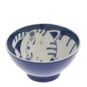 MIYA Company Bowls^Bowl Rice Cat Blue Tabby 4-5/8"