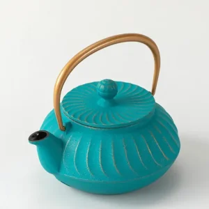 MIYA Company Teapots - Cast Iron^Cast Iron Teapot Teal Wave Gold Handle