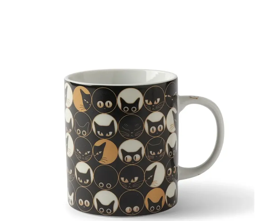 cat_eyes__oz_mug__black_1.webp MIYA Company Cups/Mugs^Cat Eyes 8 Oz. Mug - Black