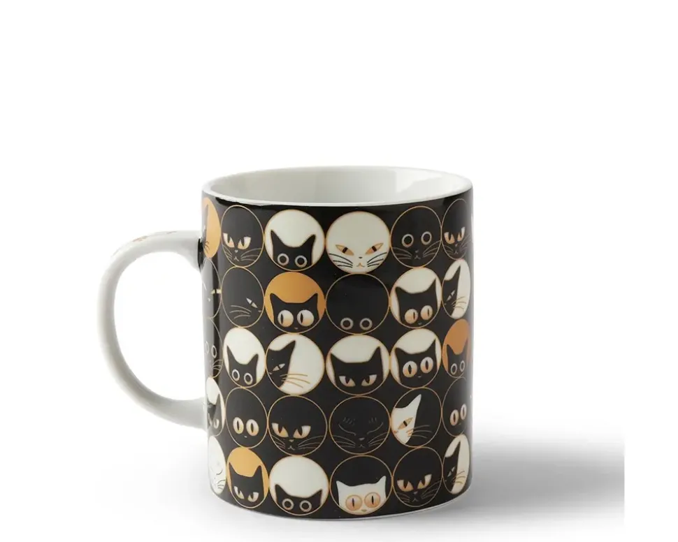 cat_eyes__oz_mug__black_3.webp MIYA Company Cups/Mugs^Cat Eyes 8 Oz. Mug - Black