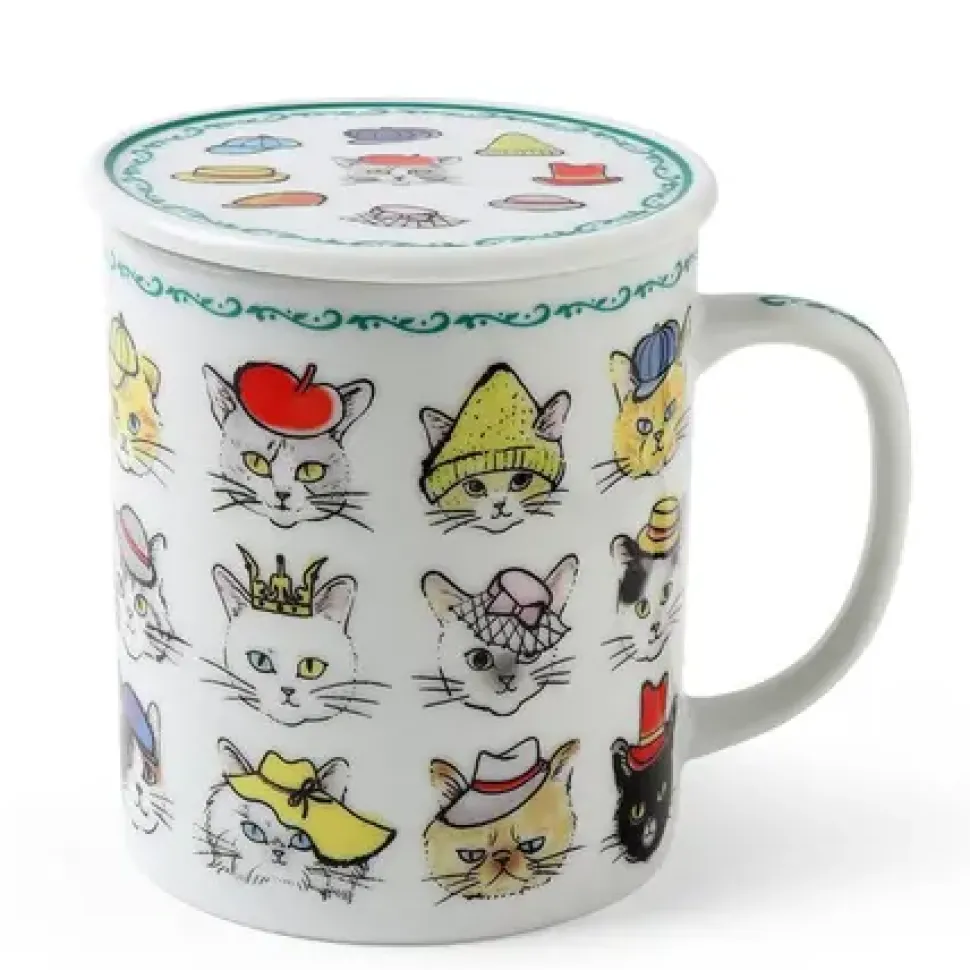 cats_in_hats_mug_with_lid_0.webp MIYA Company Cups/Mugs^Cats In Hats Mug With Lid