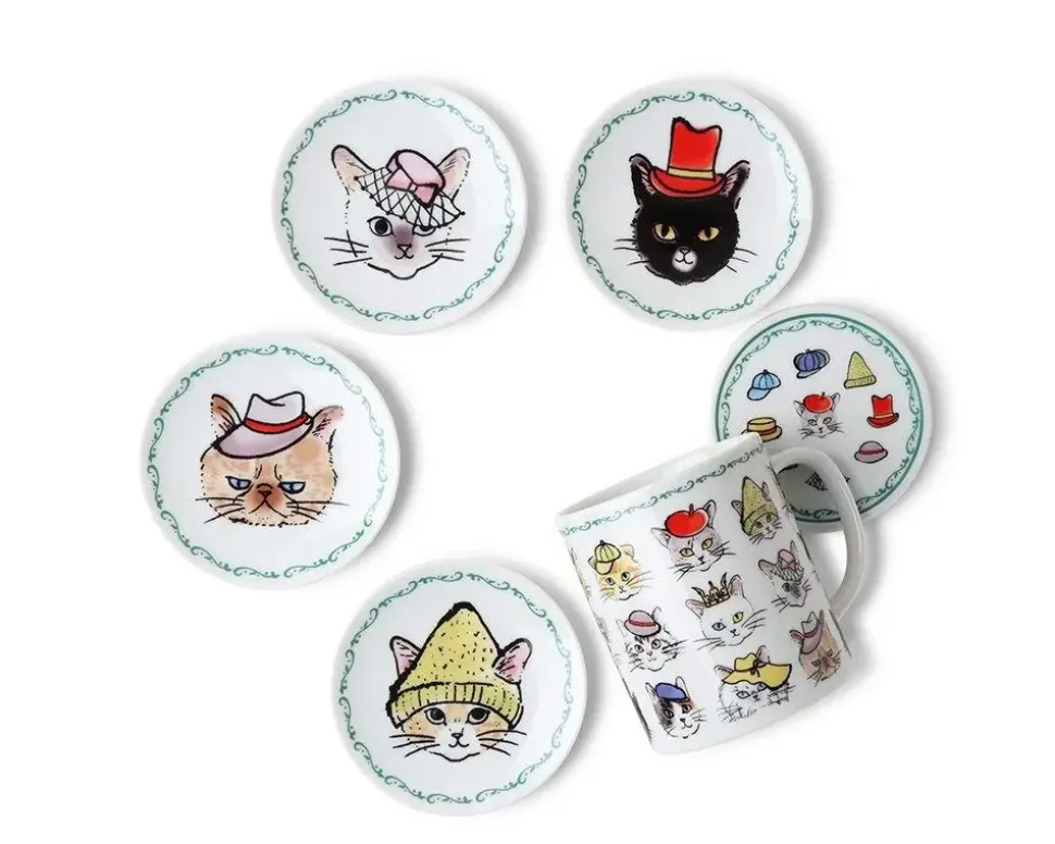 cats_in_hats_mug_with_lid_5.webp MIYA Company Cups/Mugs^Cats In Hats Mug With Lid