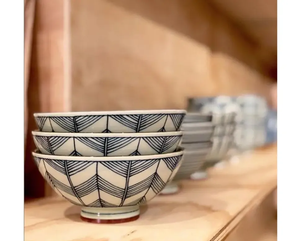 celadon_chevron__rice_bow_3.webp MIYA Company Rice Bowls^Celadon Chevron 5.5" Rice Bowl