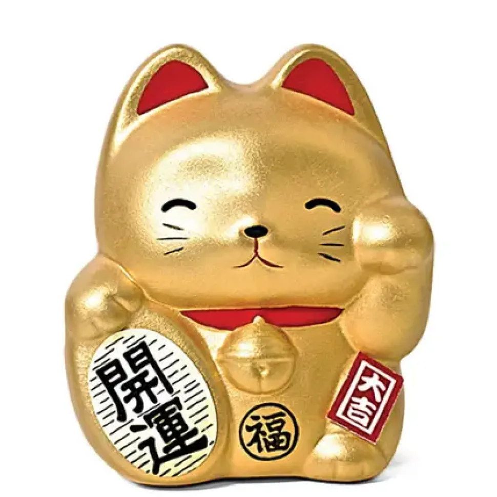 feng_shui_fortune_cat_ban_0.webp MIYA Company Figurines^Feng Shui Fortune Cat Bank - Gold