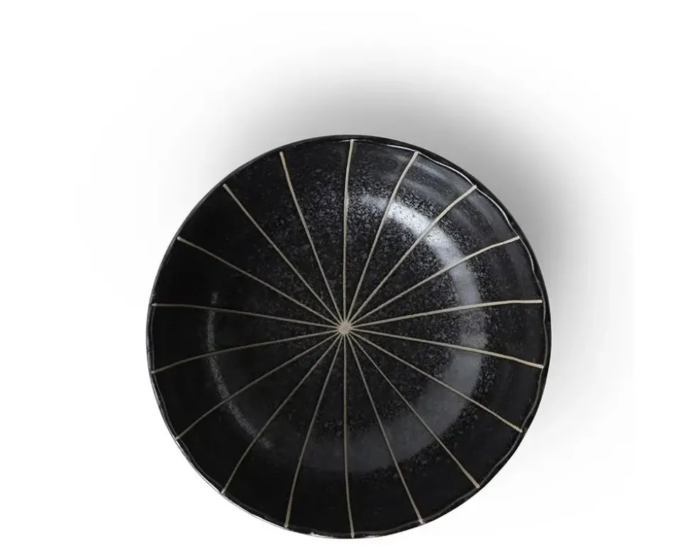 kasa_lines_black__bowl_2.webp MIYA Company Medium Bowls^Kasa Lines Black 5.5" Bowl