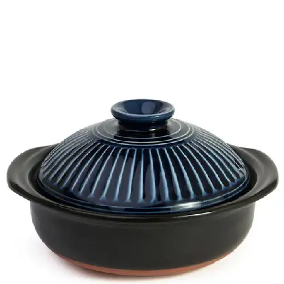 kikka_blue_donabe_cassero_0-3.webp MIYA Company Donabe Casseroles^Kikka Blue Donabe Casserole, 28 Oz.