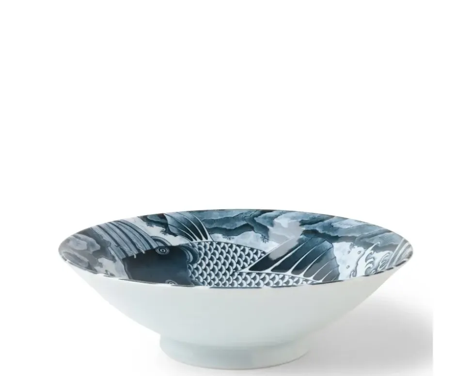 koi__serving_bowl_gray_1.webp MIYA Company Mythical Creatures^Koi 10" Serving Bowl Gray
