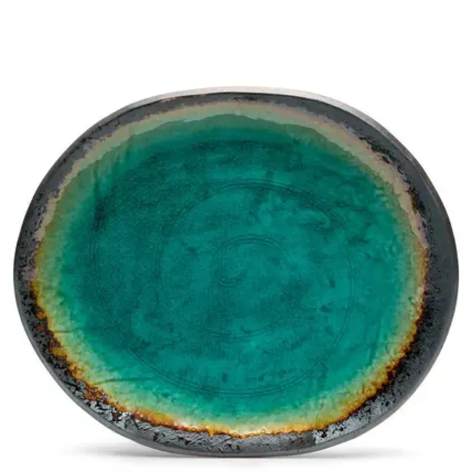 kosui_green__oval_plate_0.webp MIYA Company Large Plates^Kosui Green 10.5" Oval Plate