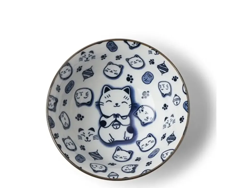 maneki_neko_blue__bowl_1-1.webp MIYA Company Bowls^Maneki Neko Blue 5.75" Bowl