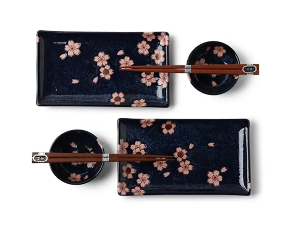 namako_pink_sakura_sushi__1.webp MIYA Company Plate Sets^Namako Pink Sakura Sushi For Two Set