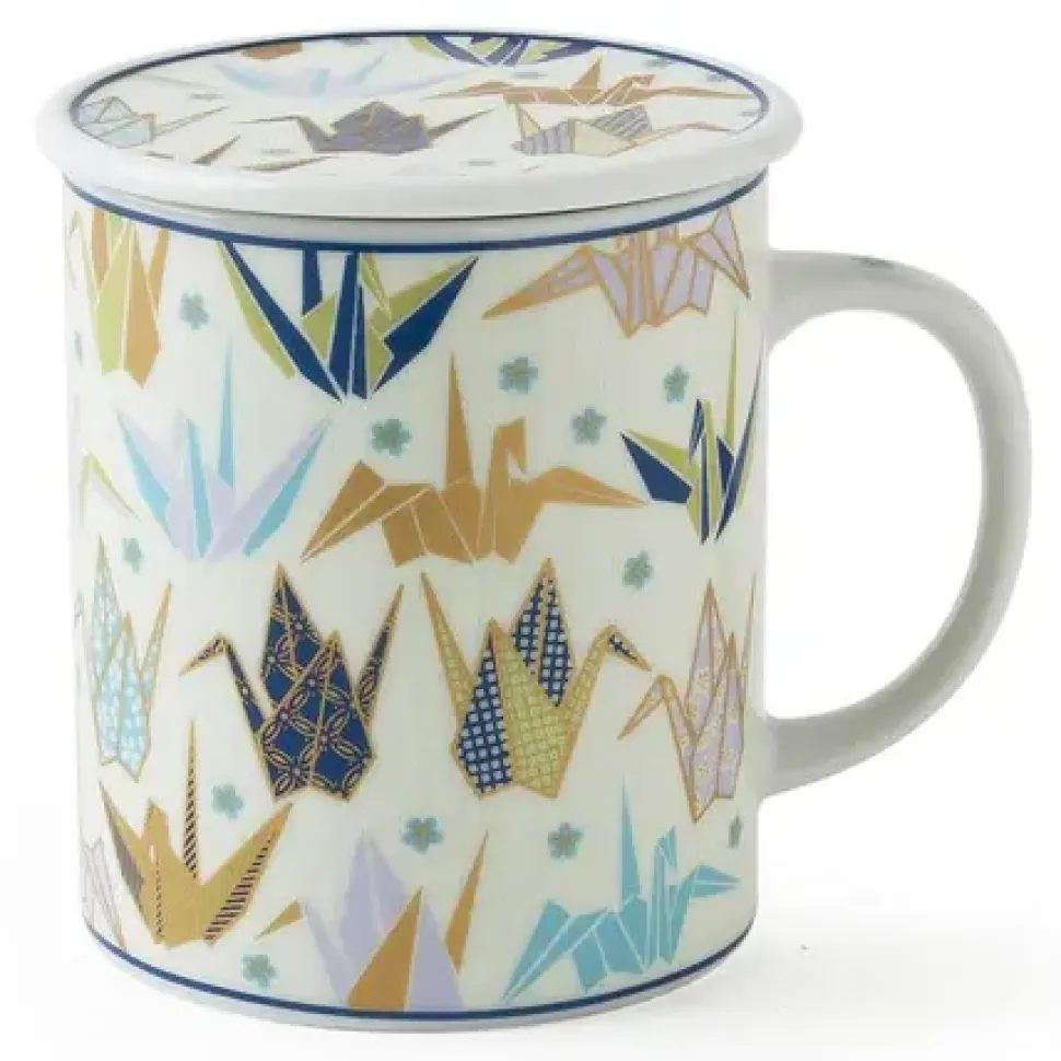 origami_cranes__oz_lidded_0.webp MIYA Company Other^Origami Cranes 8 Oz. Lidded Mug - Blue