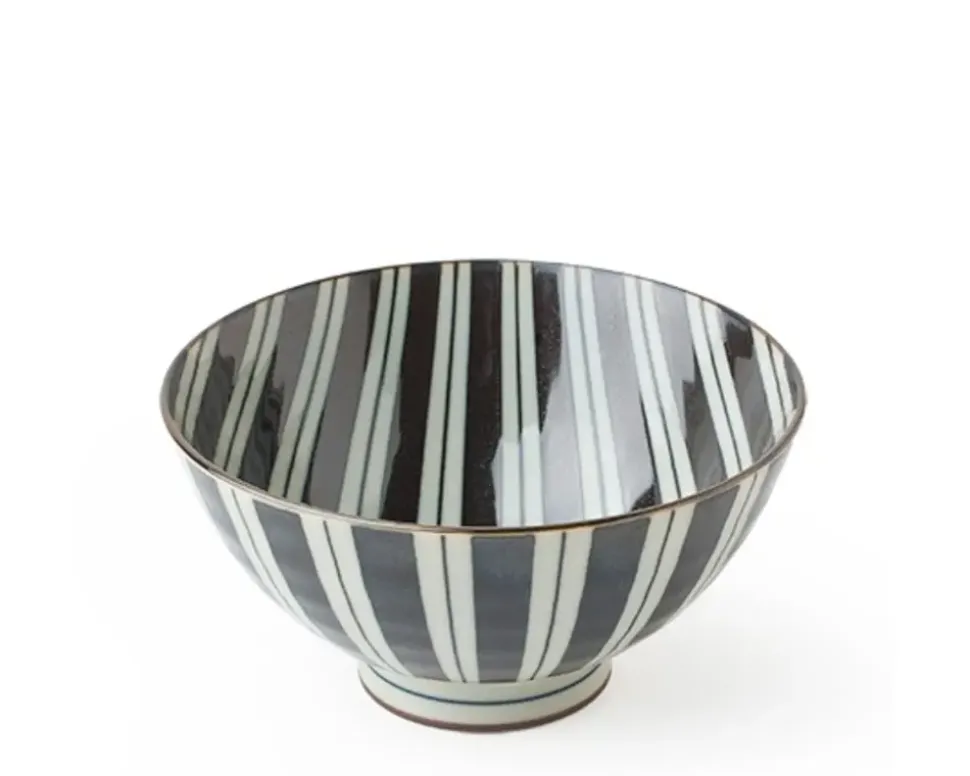 retro_black__white__rice__2.webp MIYA Company Bowl Sets^Retro Black & White 4.5" Rice Bowl Set