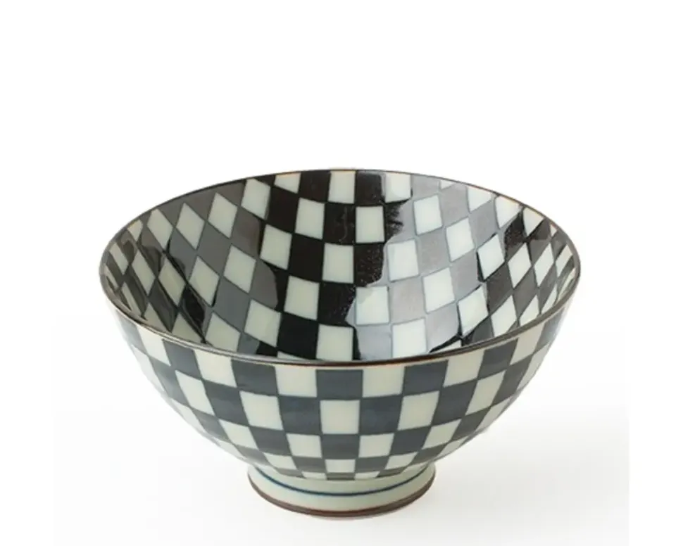 retro_black__white__rice__3.webp MIYA Company Bowl Sets^Retro Black & White 4.5" Rice Bowl Set