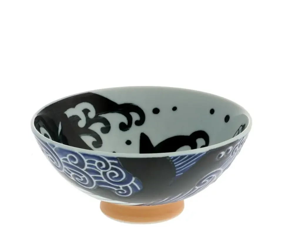 rice_bowl_blue_whale_wave_2-2.webp MIYA Company Bowls^Rice Bowl Blue Whale Waves (Xl) 5-3/4"