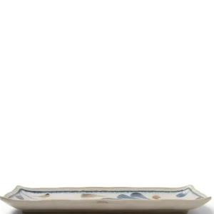MIYA Company Medium Plates^Rustic Blue Vines Rectangle Plate