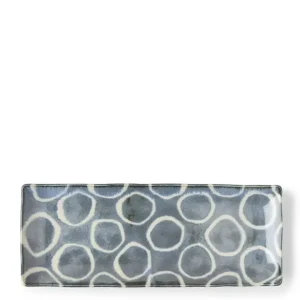MIYA Company Medium Plates^Rustic White Circles Rectangle Plate