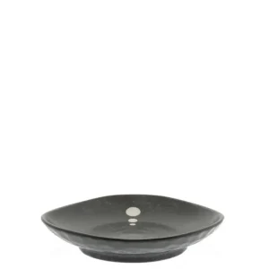 MIYA Company Small Plates^Satin Black White Dots Plate 5-1/4