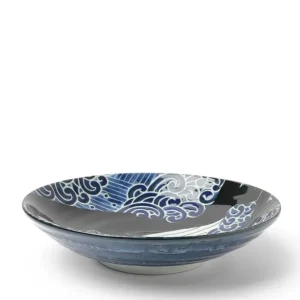 MIYA Company Bowls^Shallow Bowl Blue Whale Waves 8-1/2