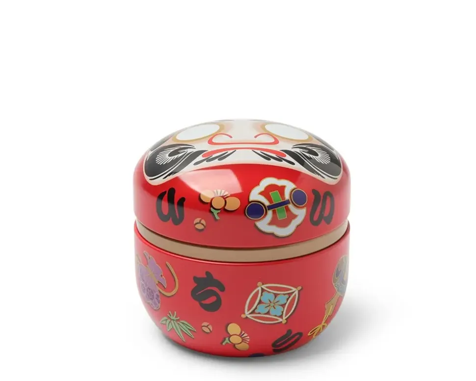 tea_canister_red_daruma_w_3.webp MIYA Company Tableware^Tea Canister Red Daruma "Wishes"